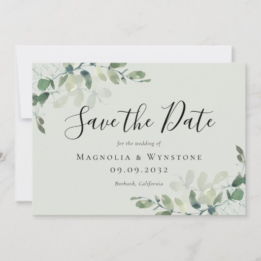Eukalyptus Sage Green Wedding Save The Date (Vorderseite)