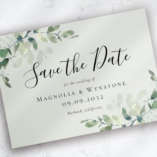 Eukalyptus Sage Green Wedding Save The Date