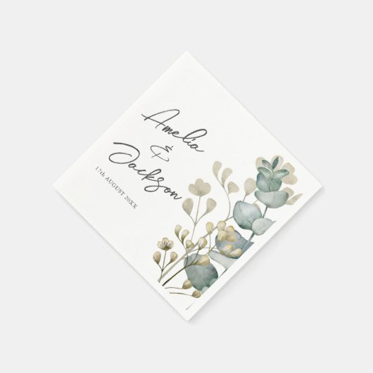 Eukalyptus Sage Green Wedding Serviette (Ecke)