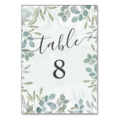 Eukalyptus Sage Green Wedding Tischnummer (Rückseite)