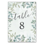 Eukalyptus Sage Green Wedding Tischnummer (Vorderseite)