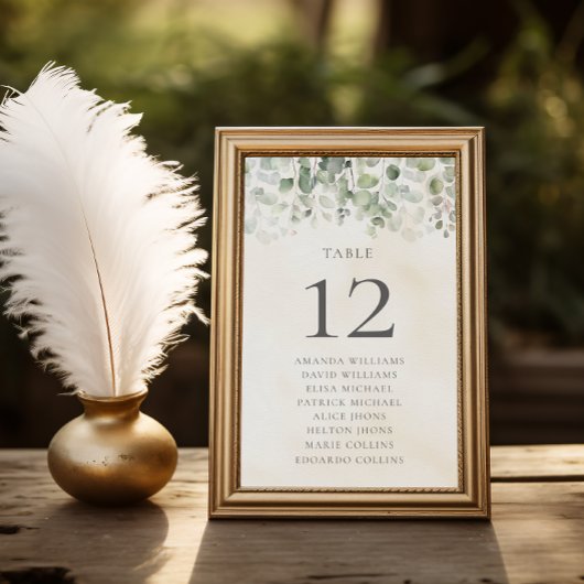 Eukalyptus Sage Green Wedding Tischnummer