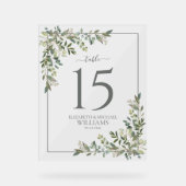 Eukalyptus Sage Green Wedding Tischnummer Acrylschild (Vorderseite)