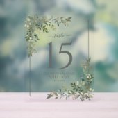 Eukalyptus Sage Green Wedding Tischnummer Acrylschild (Neutral)