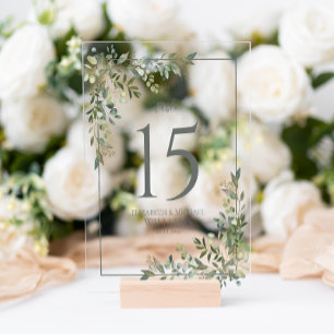 Eukalyptus Sage Green Wedding Tischnummer Acrylschild