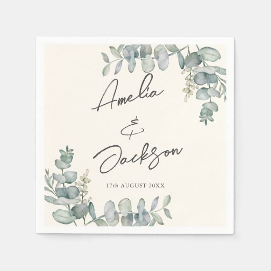 Eukalyptus Sage Green Wedkins Serviette (Vorderseite)