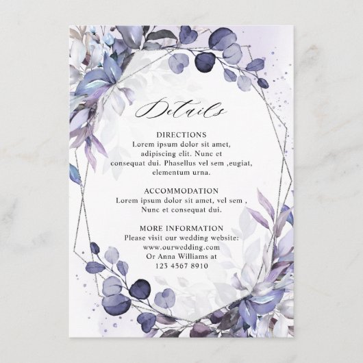 Eukalyptus Sage Greenery Geometric Wedding Details Begleitkarte (Vorderseite)