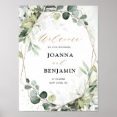 Eukalyptus Sage Greenery Geometric Wedding Willkom Poster (Vorne)