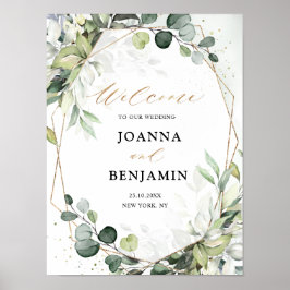 Eukalyptus Sage Greenery Geometric Wedding Willkom Poster