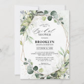 Eukalyptus Sage Greenery Geometrisches Brautparty Einladung (Vorderseite)