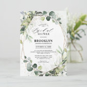 Eukalyptus Sage Greenery Geometrisches Brautparty Einladung (Stehend Vorderseite)