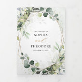 Eukalyptus Sage Greenery Moderne geometrische Hoch Dreifach Gefaltete Ankündigung (Cover)