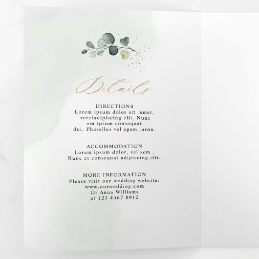 Eukalyptus Sage Greenery Moderne geometrische Hoch Dreifach Gefaltete Ankündigung (Innen Erste Seite)