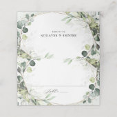 Eukalyptus Sage Greenery Moderne geometrische Hoch Platzkarte (Außenseite Aufgefaltet)