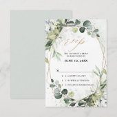 Eukalyptus Sage Greenery Moderne geometrische Hoch RSVP Karte (Vorne/Hinten)