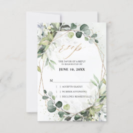 Eukalyptus Sage Greenery Moderne geometrische Hoch RSVP Karte