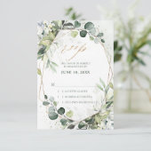 Eukalyptus Sage Greenery Moderne geometrische Hoch RSVP Karte (Stehend Vorderseite)
