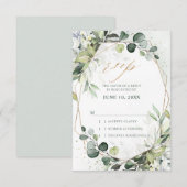Eukalyptus Sage Greenery Moderne geometrische Hoch RSVP Karte (Vorne/Hinten)