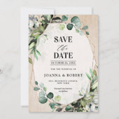 Eukalyptus Sage Greenery Moderne geometrische Hoch Save The Date (Vorderseite)