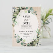 Eukalyptus Sage Greenery Moderne geometrische Hoch Save The Date (Stehend Vorderseite)