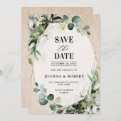 Eukalyptus Sage Greenery Moderne geometrische Hoch Save The Date (Vorne/Hinten)