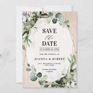 Eukalyptus Sage Greenery Moderne geometrische Hoch Save The Date