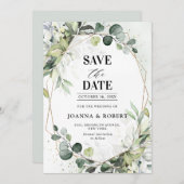 Eukalyptus Sage Greenery Moderne geometrische Hoch Save The Date (Vorne/Hinten)