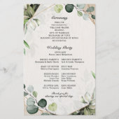 Eukalyptus Sage Greenery Modernes Hochzeitsprogram (Rückseite)