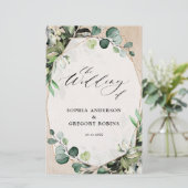 Eukalyptus Sage Greenery Modernes Hochzeitsprogram (Stehend Vorderseite)