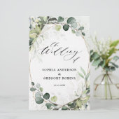 Eukalyptus Sage Greenery Modernes Hochzeitsprogram (Stehend Vorderseite)