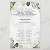 Eukalyptus Sage Greenery Modernes Hochzeitsprogram (Rückseite)