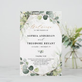 Eukalyptus Sage Greenery Modernes Hochzeitsprogram (Stehend Vorderseite)