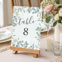 Eukalyptus-Sage-Grün-Hochzeit-Tischnummer