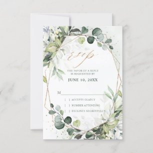 Eukalyptus-Sage-Grün Moderne Geometrische Hochzeit RSVP Karte