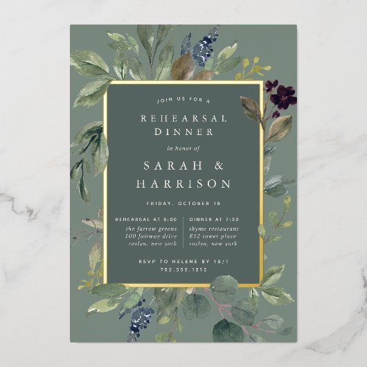 Eukalyptus & Sage Probe Abendessen Folieneinladung (Vorderseite)