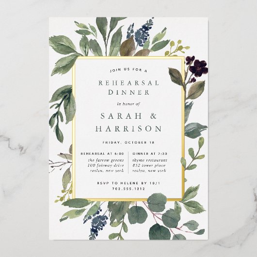 Eukalyptus & Sage Probe Abendessen Folieneinladung (Vorderseite)