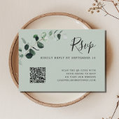 Eukalyptus Sage QR Code Wedding RSVP Begleitkarte