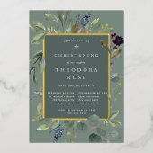 Eukalyptus & Sage Taufe oder Weihnachten Folieneinladung (Vorderseite)