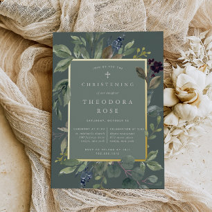 Eukalyptus & Sage Taufe oder Weihnachten Folieneinladung