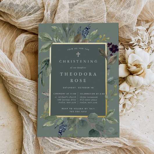 Eukalyptus & Sage Taufe oder Weihnachten Folieneinladung
