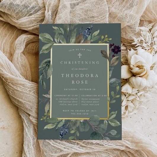 Eukalyptus & Sage Taufe oder Weihnachten Folieneinladung