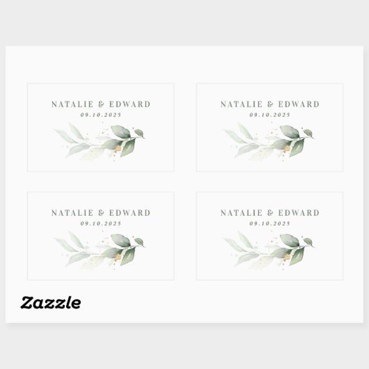 Eukalyptus-Salbei-Gastgeschenk Hochzeit Rechteckiger Aufkleber (Blatt)