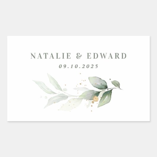 Eukalyptus-Salbei-Gastgeschenk Hochzeit Rechteckiger Aufkleber (Vorderseite)