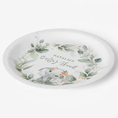 Eukalyptus Salbei niedliche Elefantendusche Pappteller (Schrägansicht)