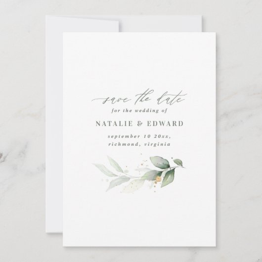 Eukalyptus Sali Goldhochzeit speichern das Datum Save The Date (Vorderseite)