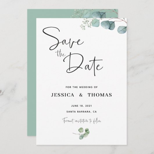 Eukalyptus Save the Date (Vorne/Hinten)