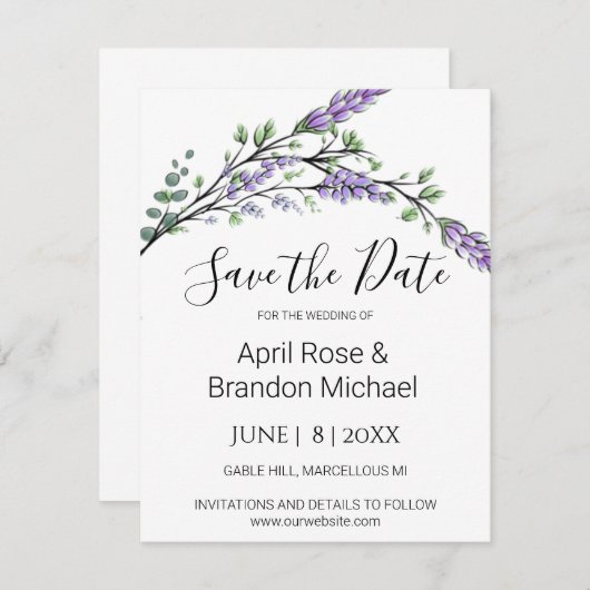 Eukalyptus Save the Date (Vorne/Hinten)