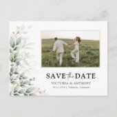 Eukalyptus Save the Date mit Foto Postkarte (Vorderseite)