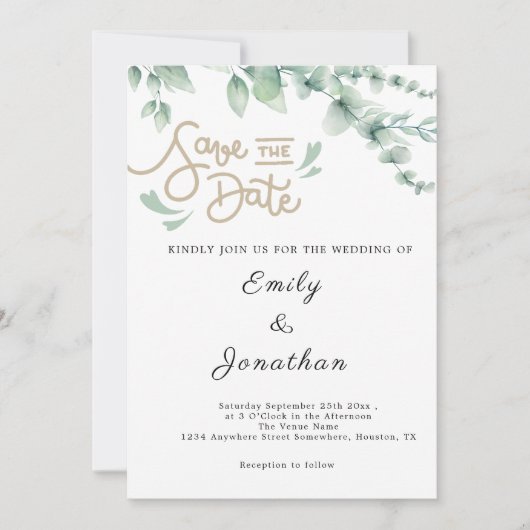 Eukalyptus Save-the-Date Save The Date (Vorderseite)