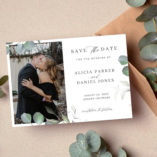 Eukalyptus - schlichte, minimalistische Hochzeit d Save The Date